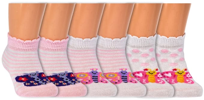 Baby sokken | Thema: Vlinder | Kleur: Wit | Maat: One Size | 6 paar