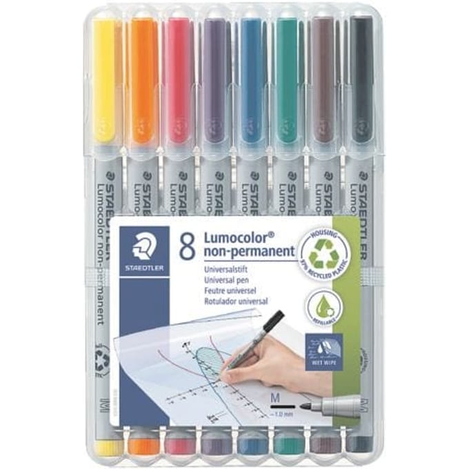 STAEDTLER universele stift Lumocolor®, diverse kleuren, set van 8, M, WL