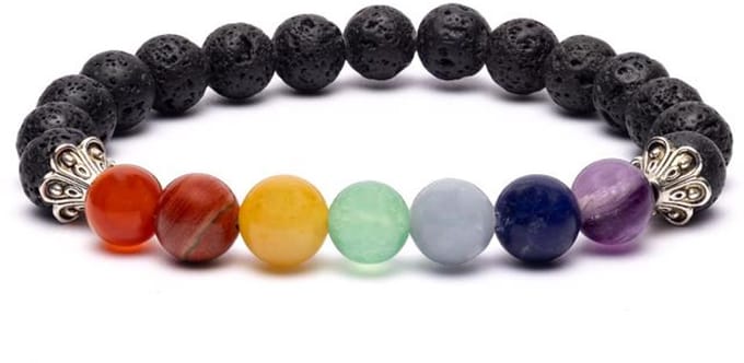 Chakra armband lavasteen elastisch