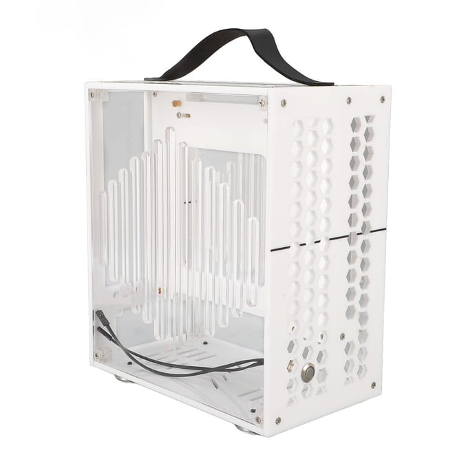 23x20.5x12cm Miniatuur ITX PC Behuizing Transparante Acryl PC Behuizing Draagbare DIY Desktop Computerbehuizing 360 zwart