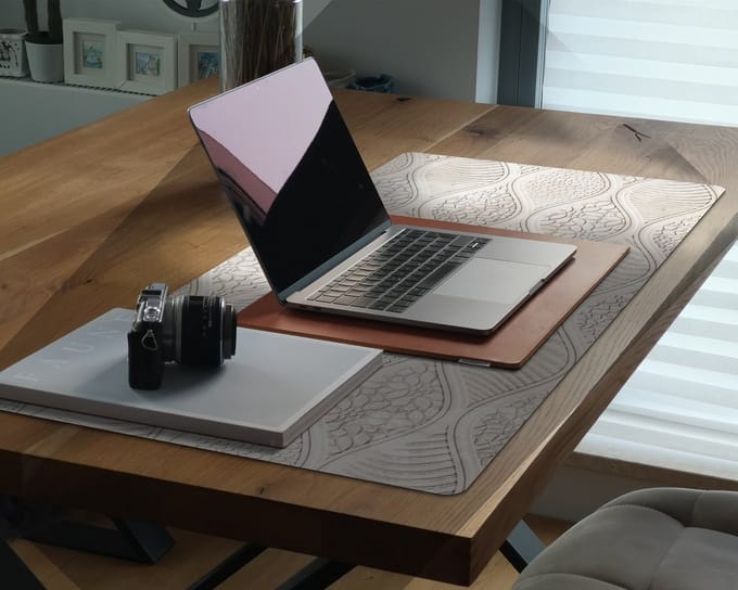 Coloray Bureau Onderlegger - Kustpatroon Computer Mat - 100 cm x 50 cm - Wit Bureau Onderlegger - Bureau Pad - Bureau Mat - Bureaumat - Onderlegger Bureau