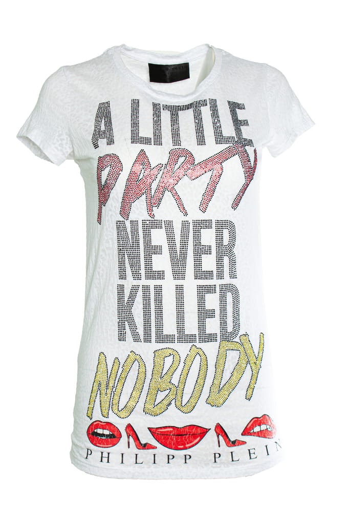 Philipp Plein, T-shirt met rhinestones
