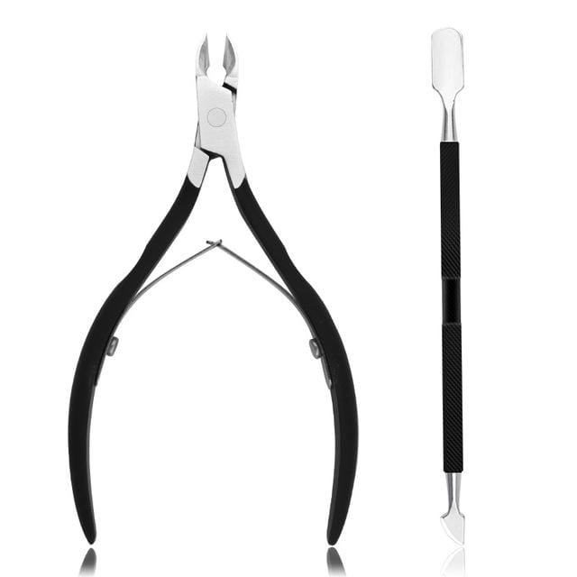 Ensemble de 2 pièces Coupe-cuticules en acier inoxydable Coupe-cuticules avec repousse-cuticules Outils de manucure pour argenté