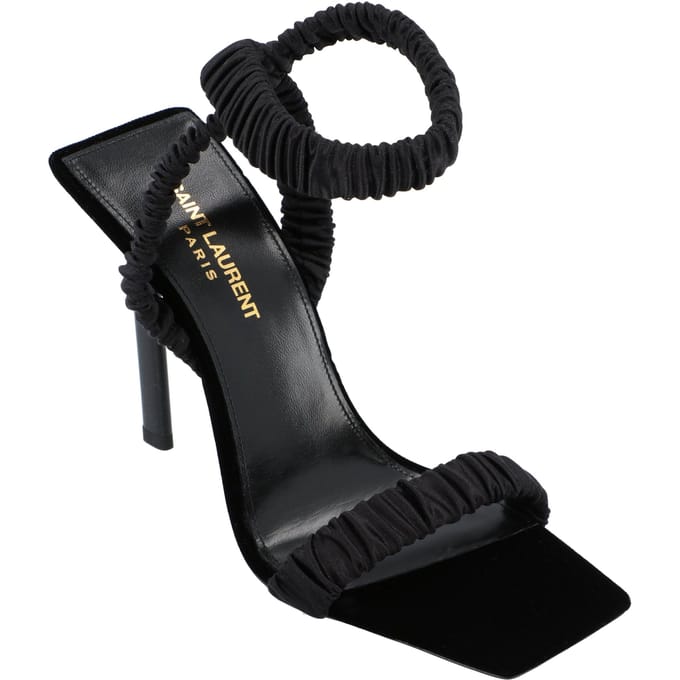 Saint Laurent Pam Sandalen In Satijncrepe Zwart