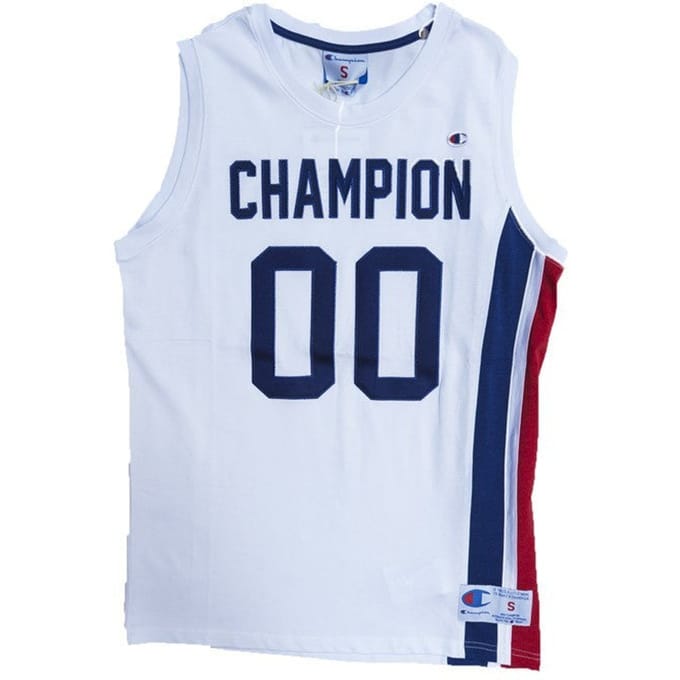 Basketball Type Heren Champion Tanktop Mesh "reverse Weave" Wit/koningsblauw/rood