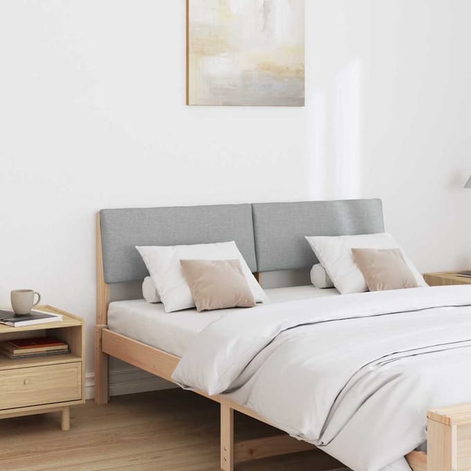 vidaXL - Gestoffeerd - hoofdbord - Lichtgrijs - 150 - cm - Massief - grenenhout