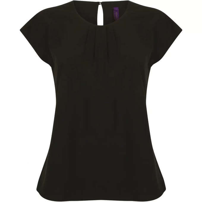 Dames blouse met geplooide hals Henbury