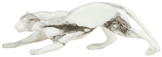 Ostaria Panter beeld - 27 cm - polystone - zilver - decoratie dieren beeld - interieurdecoratie