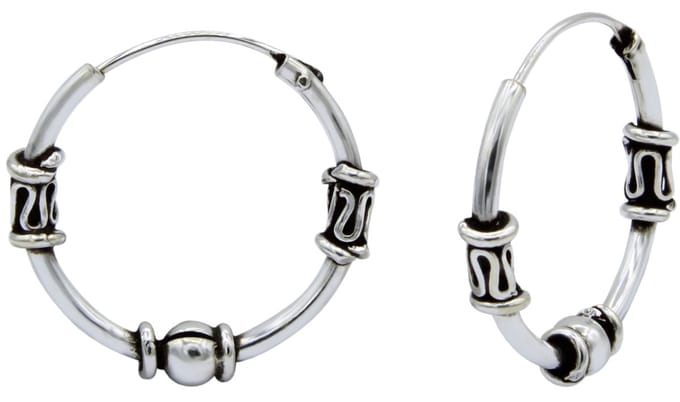 Joy|S - Zilveren Bali oorbellen - 16 mm oorringen - geoxideerd