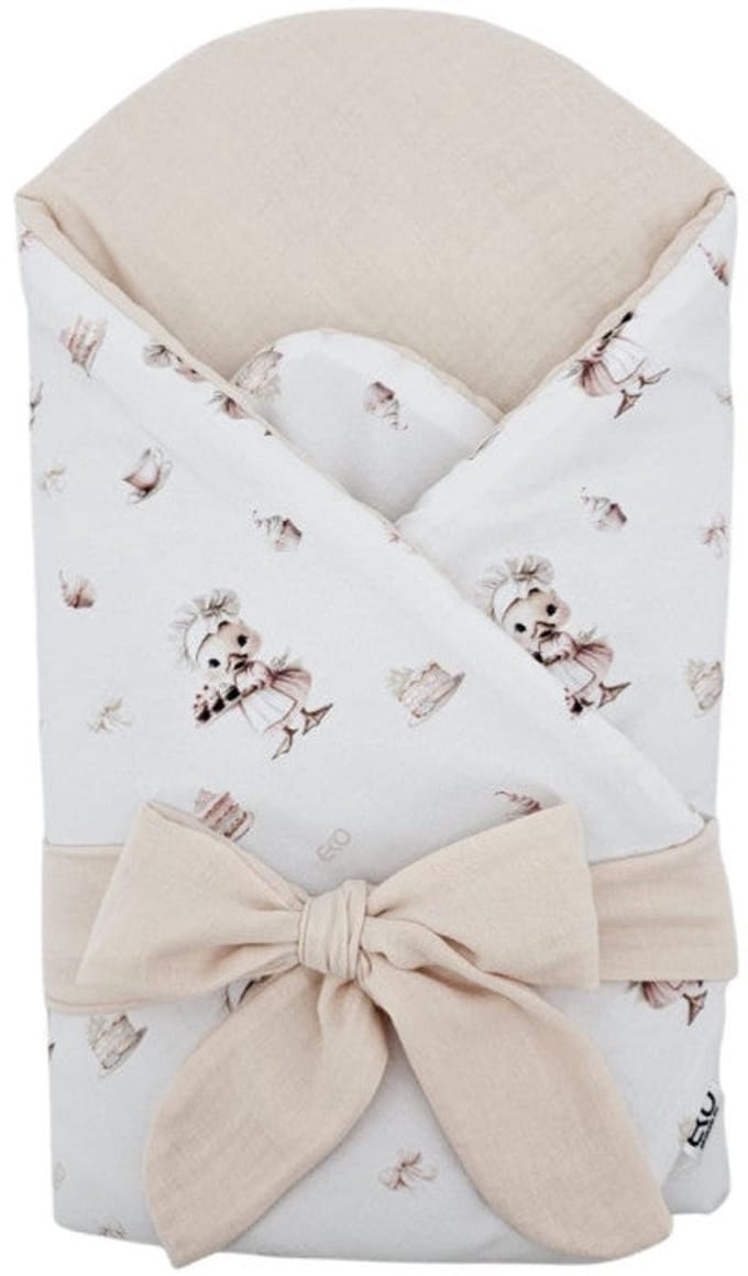 Printed Cotton+Muslin Swaddle Blanket with Coconut COOK