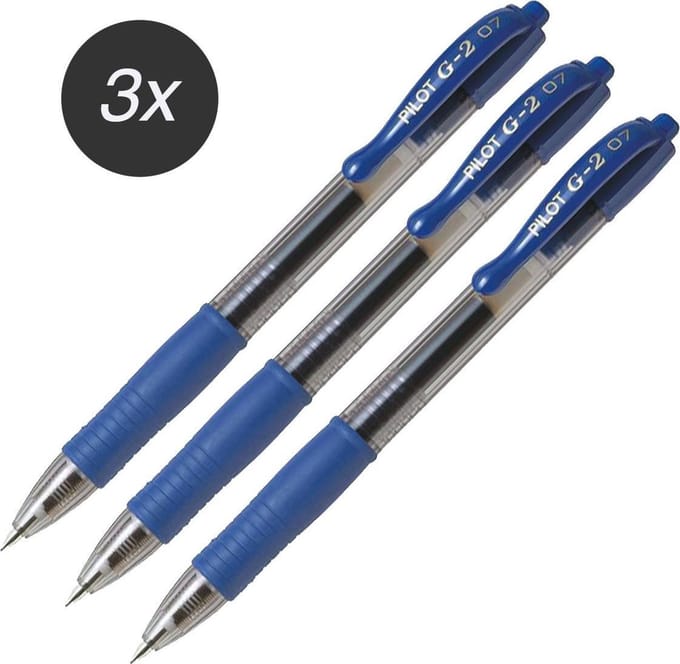 Pilot G-2 – Gel Ink Blauwe Rollerball pen 3 stuks – Medium Tip