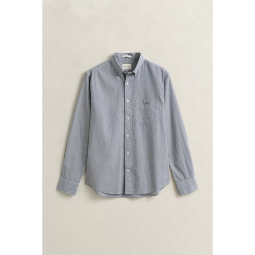 Gant Overhemd Poplin Banker Stripe Button Down Persian Blue / male