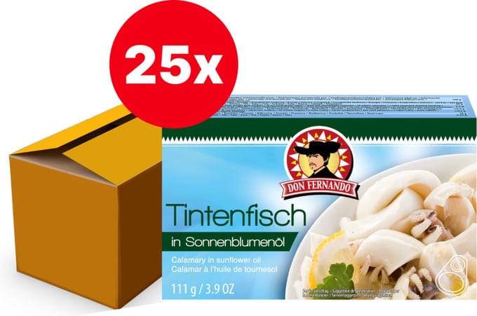 Pijlinktvis in zonnebloemolie olie 111g - Doos 25 stuks