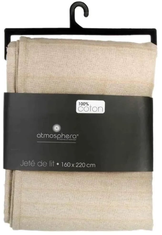 Atmosphera bedsprei / deken / plaid - beige - katoen - 220 x 160 cm - geknoopt