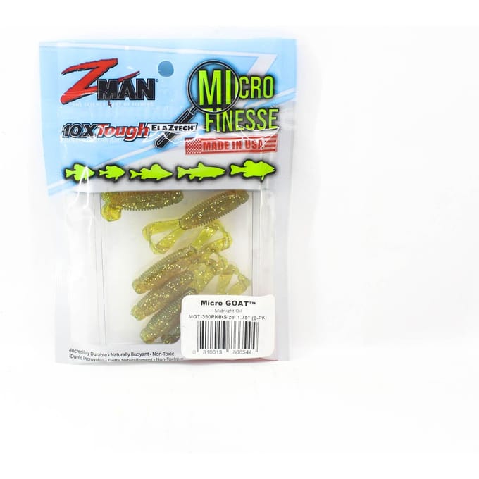 Zman Soft Lure Micro Geit 1,75 Inch 8/Pack Midnight Oil (6544) white