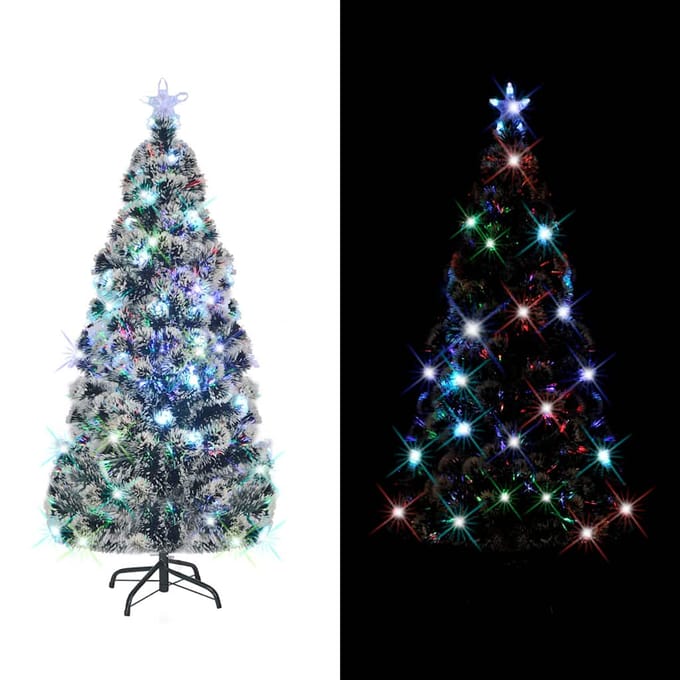 vidaXL - Voorverlichte - kerstboom - met - standaard - en - LED - 210 - cm - glasvezel