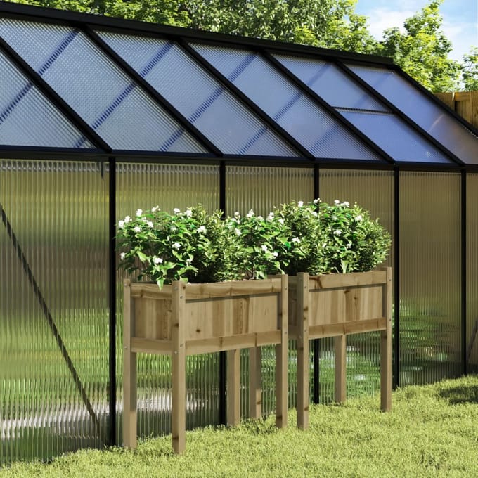 vidaXL - Plantenbakken - met - poten - 2 - st - cm - geïmpregneerd - hout
