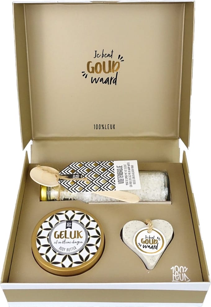 100%LEUK Cadeaupakket - Je bent goud waard - cadeau