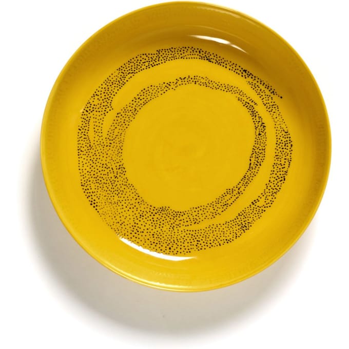 Serax Feast Diep Bord - Set - yellow / swirl dots zwart