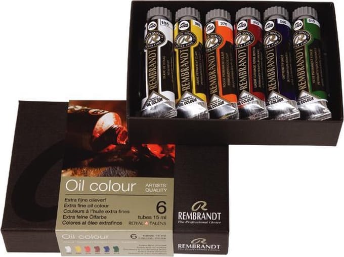 Oil Colour set 6 kleuren 15 ml tubes olieverf