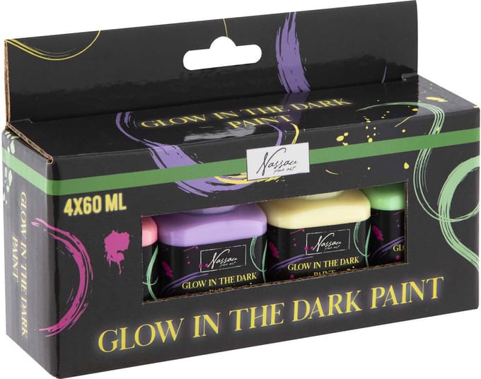 Creative Craft Group acrylverf glow in the dark set 4x60ml knutselverf.