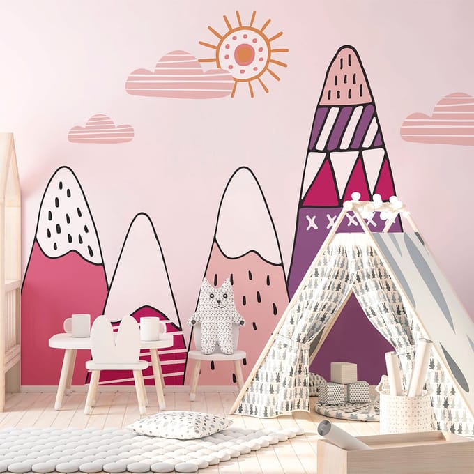 Scandinavische bergen Bianka kinderstickers 100 x 150 cm