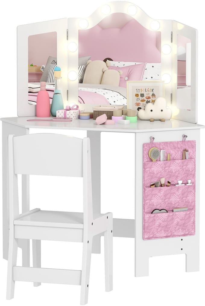 AIYAPLAY - Kinderkaptafelset - MDF - 93,6 x 48,5 x 111,5 cm - Wit