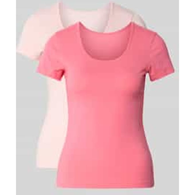 slim fit t-shirt set van katoenmix in set van 2