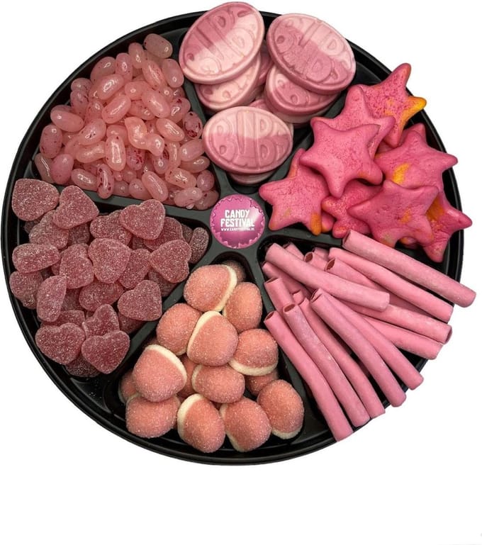Pink Candy Platter - Liefdevol snoepcadeau - Roze snoep