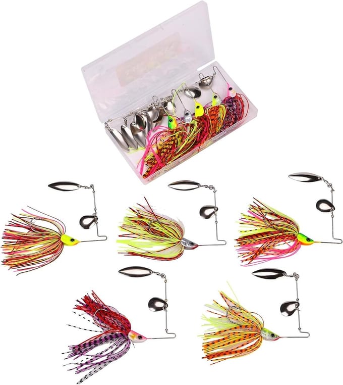 Spinnerbait Box - Lokaas Set - Roofvis Vangen - Ideaal Begroeide Wateren - 15g 5 Stuks - Multi