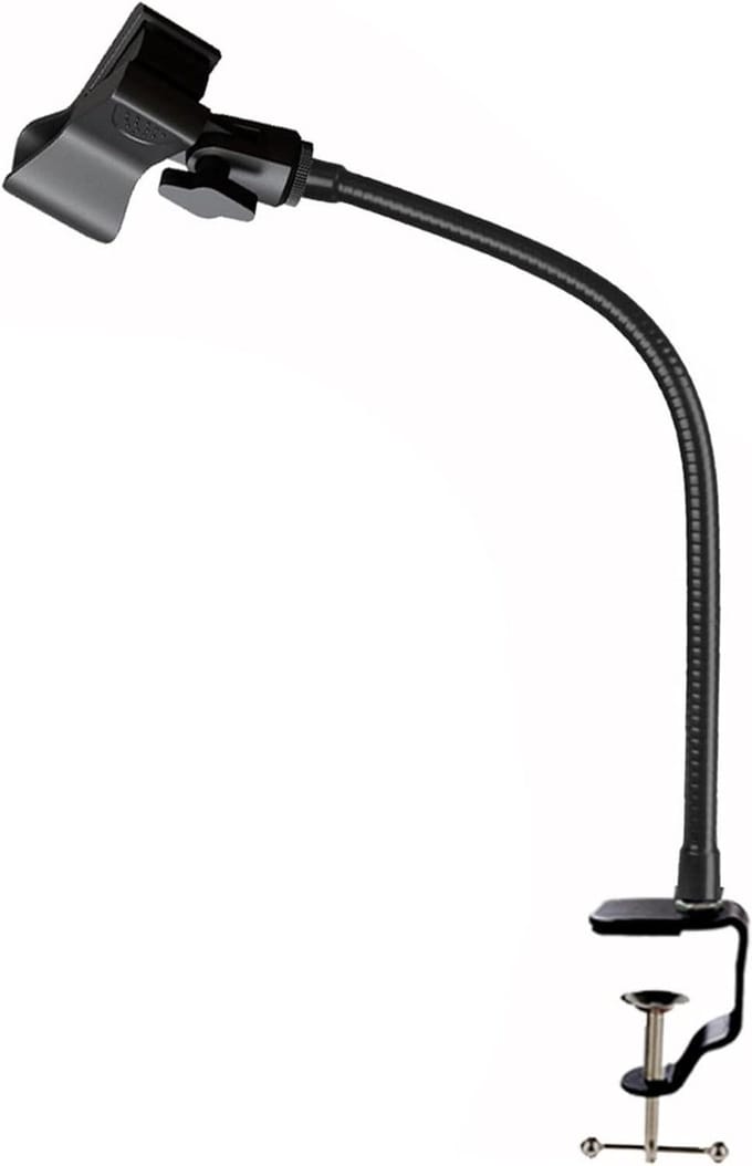 Microfoonstandaard - Zwanenhals houder - Muziek optredens - Flexibele 30cm arm - Tot 5cm klem - Zwart