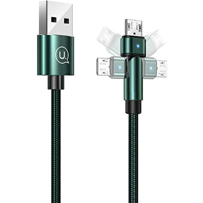 USAMS U60 2A MicroUSB Kabel, 1m, Groen, Draaibaar