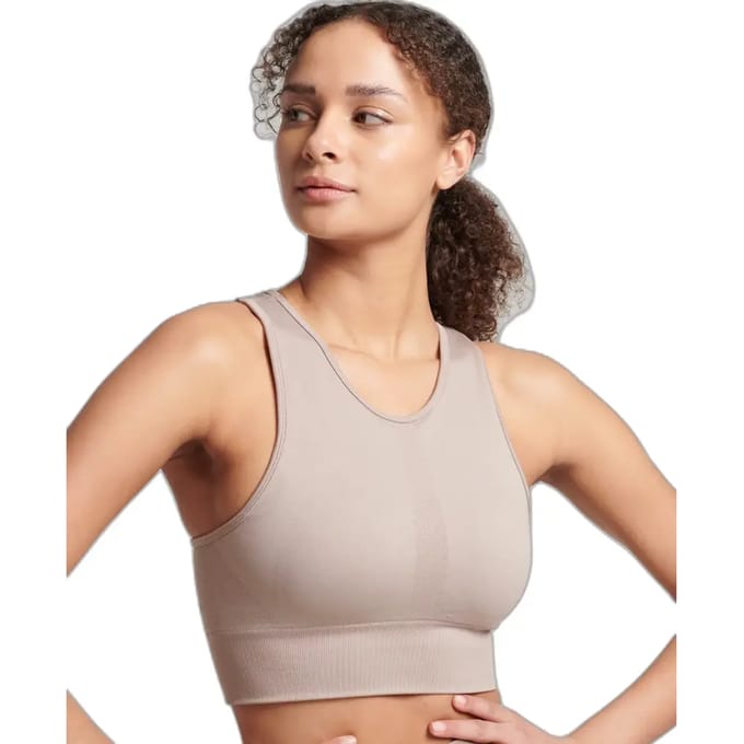 Superdry Core Seamless Mid Impact Bra Sportbeha Grijs XL Vrouw