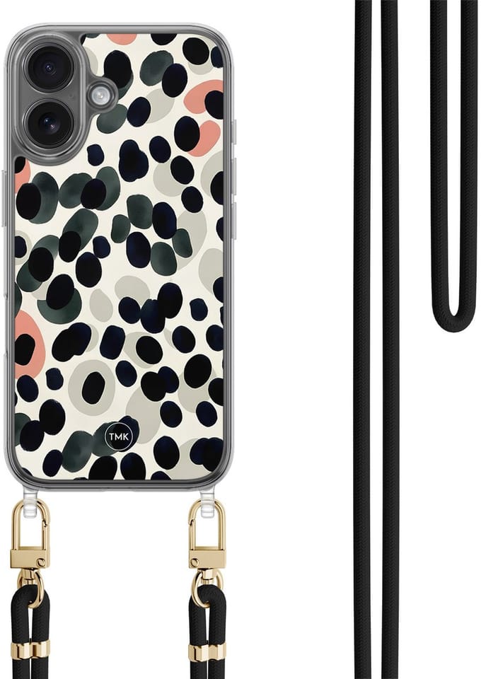 Casevibes - Telefoonhoesje met koord - Geschikt voor Apple iPhone 16 - Modern dots - Multi - Gestipt