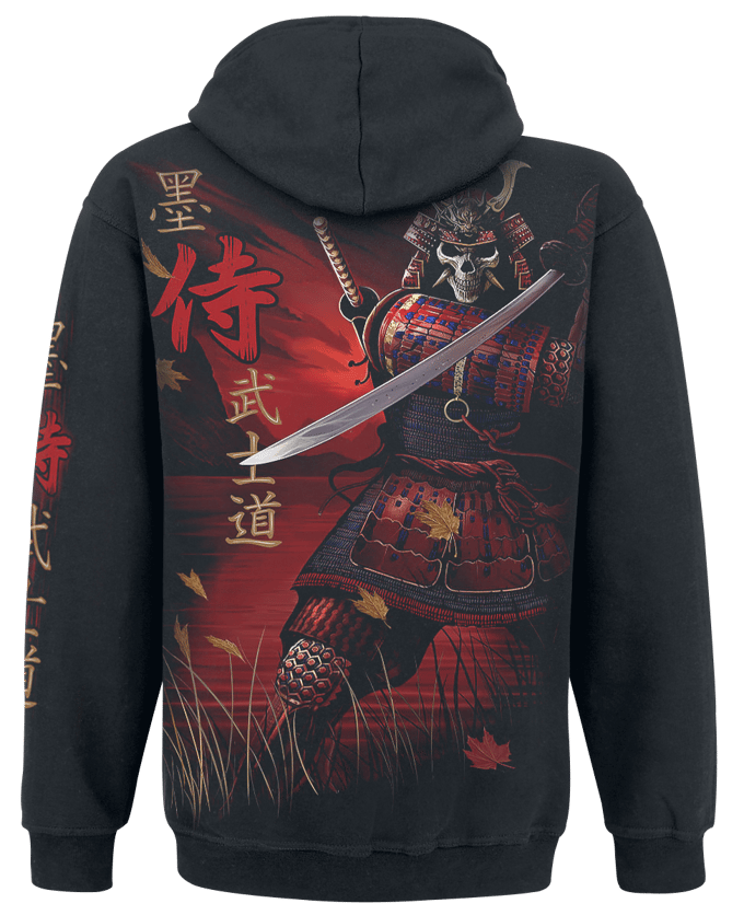 Spiral - Gothic Trui met capuchon - Samurai - S tot XXL - voor Mannen - zwart