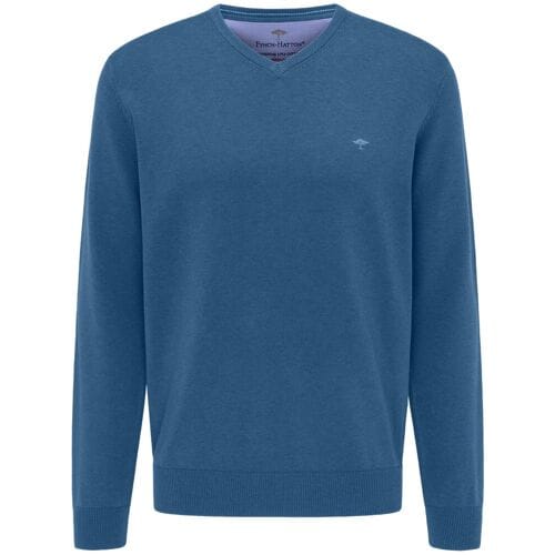 Fynch-Hatton Trui Uni Katoen V-Hals Azure / male