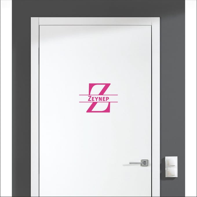 Deursticker Met Naam -  Zeynep - Roze