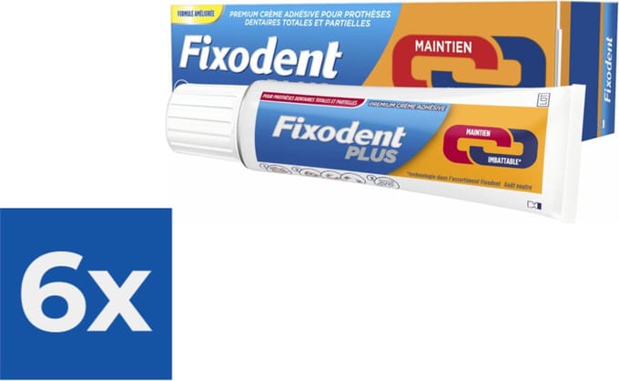 Fixodent Kleefpasta Plus Duo Premium 40 gr - Voordeelverpakking 6 stuks