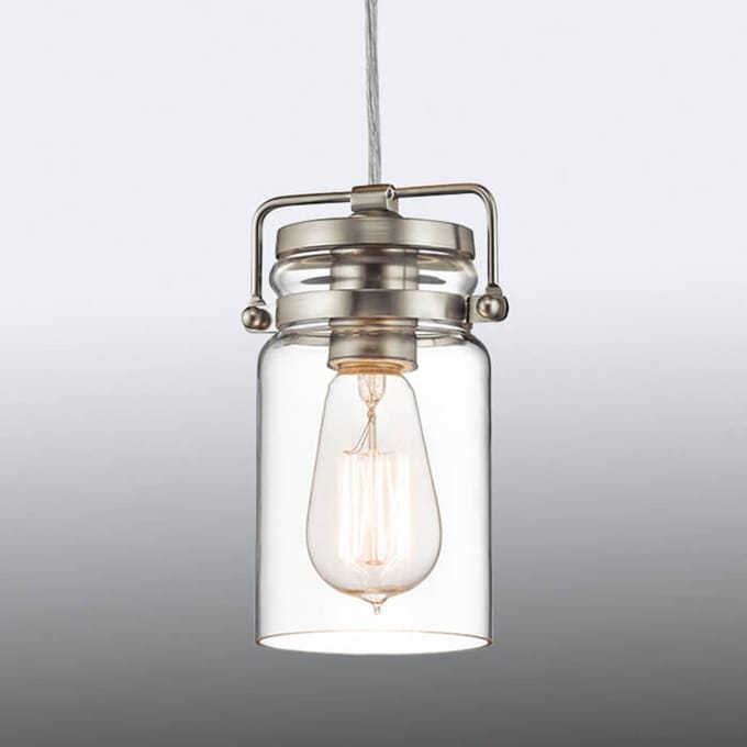 Kichler LED Hanglamp Brinley | 1X E27 Max 60W | Dimbaar | Brushed Nickel