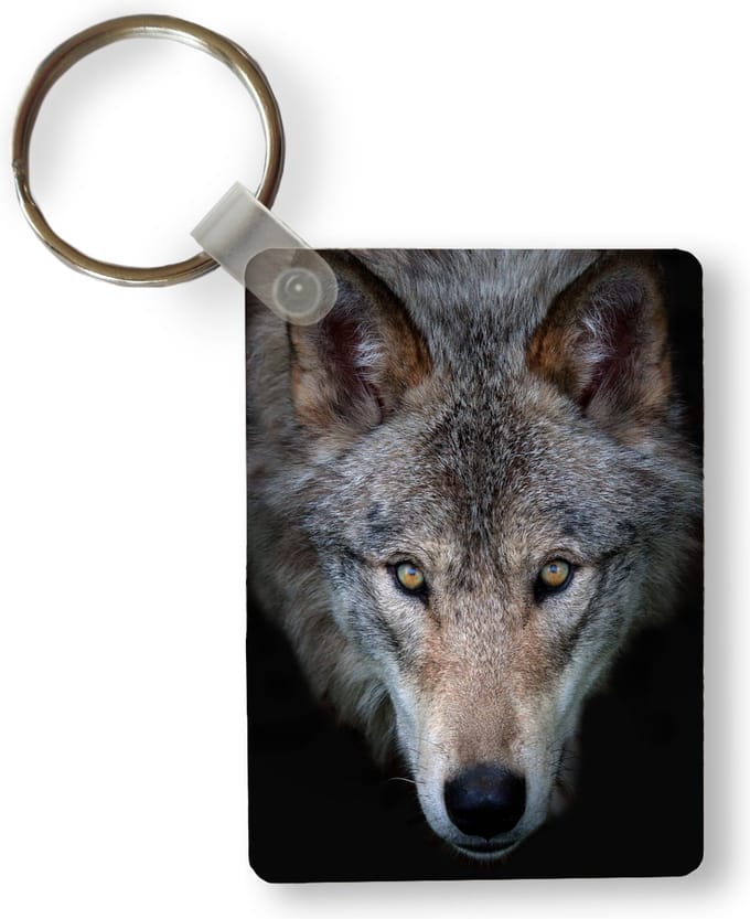 Sleutelhanger - Wolf - Portret - Zwart - Uitdeelcadeautjes - Plastic