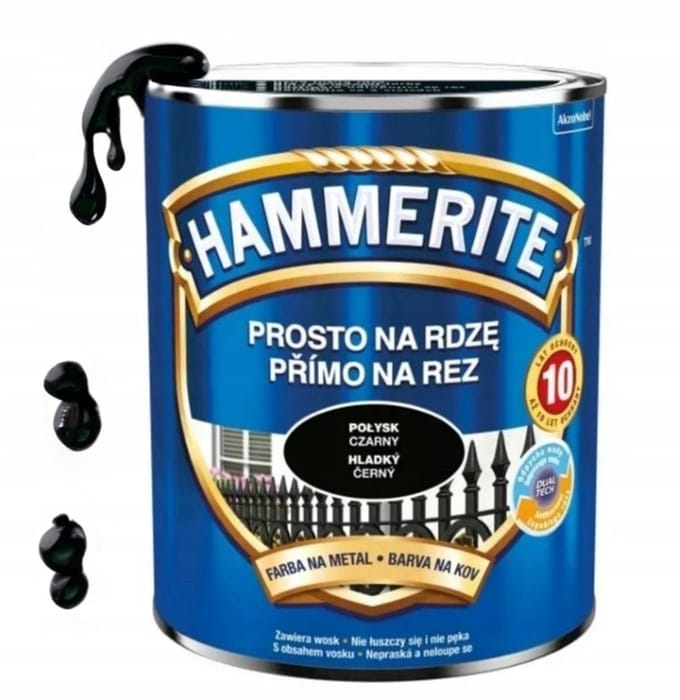 Hammerite Direct roest glad Glad 0,7l, Zwart