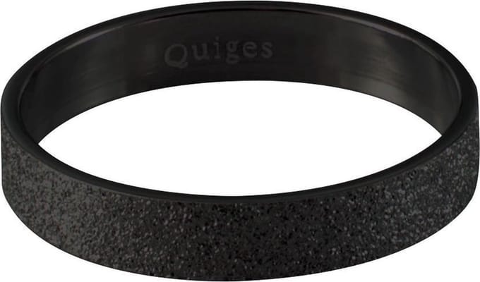 Quiges Stapelring Dames - Vulring Glitter - RVS Zwart - Maat 19 - Hoogte 4mm