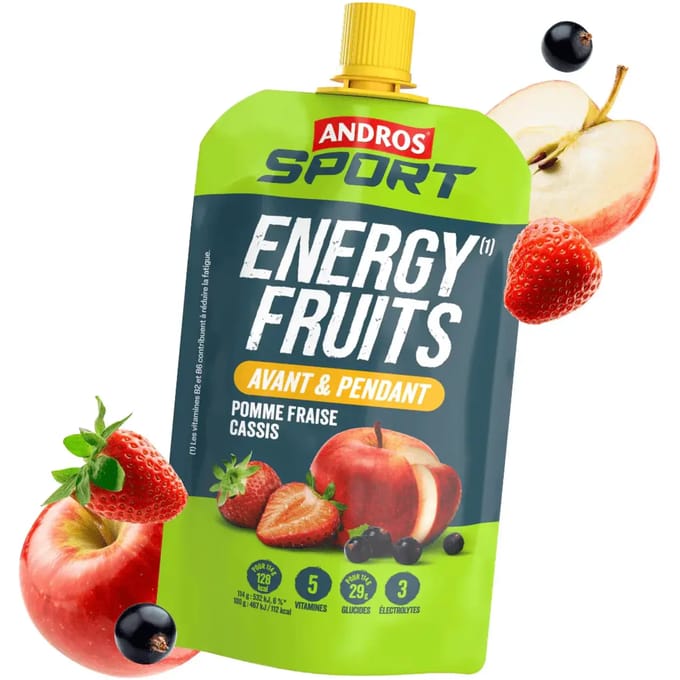 Energie drank Andros Sport Energy Fruits Pomme Fraise Cassis