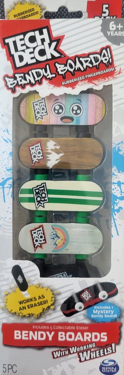 Teck Deck - 5 Pack - Bendy Boards- Mini skateboards - Vinger skateboard- Spinmaster