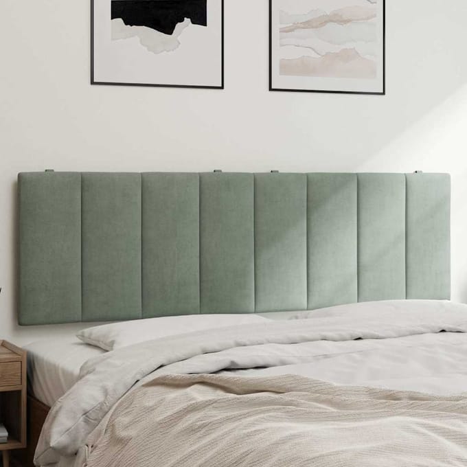 vidaXL - Hoofdbordkussen - "Hanko" - 160 - cm - fluweel - lichtgrijs