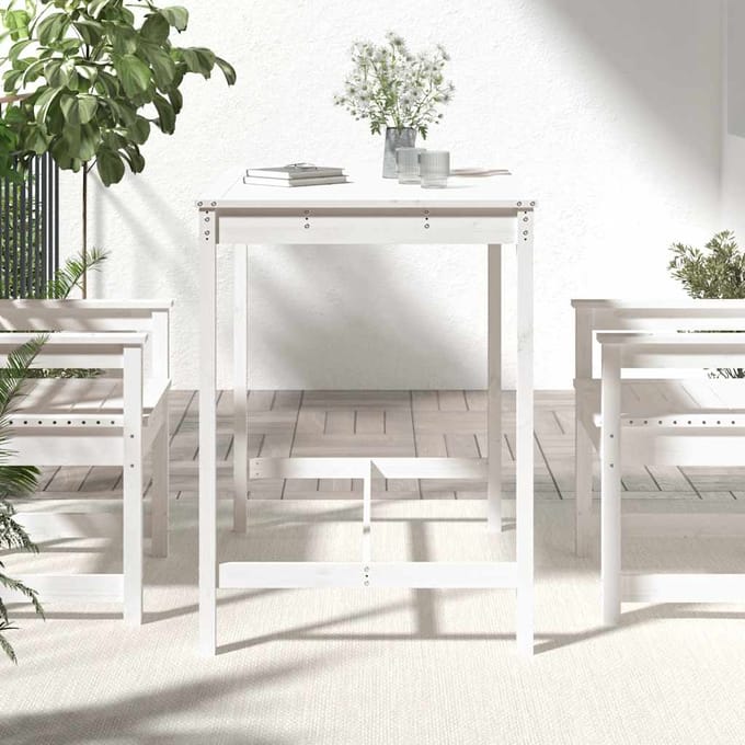 vidaXL - Tuintafel - 121x82,5x110 - cm - massief - grenenhout - wit