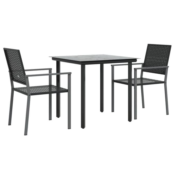 vidaXL - 3-delige - Tuinset - met - kussens - poly - rattan - en - staal