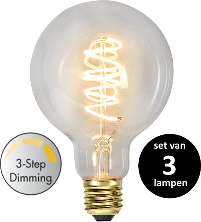 3 standen led lamp - E27 - 4W - set van 3
