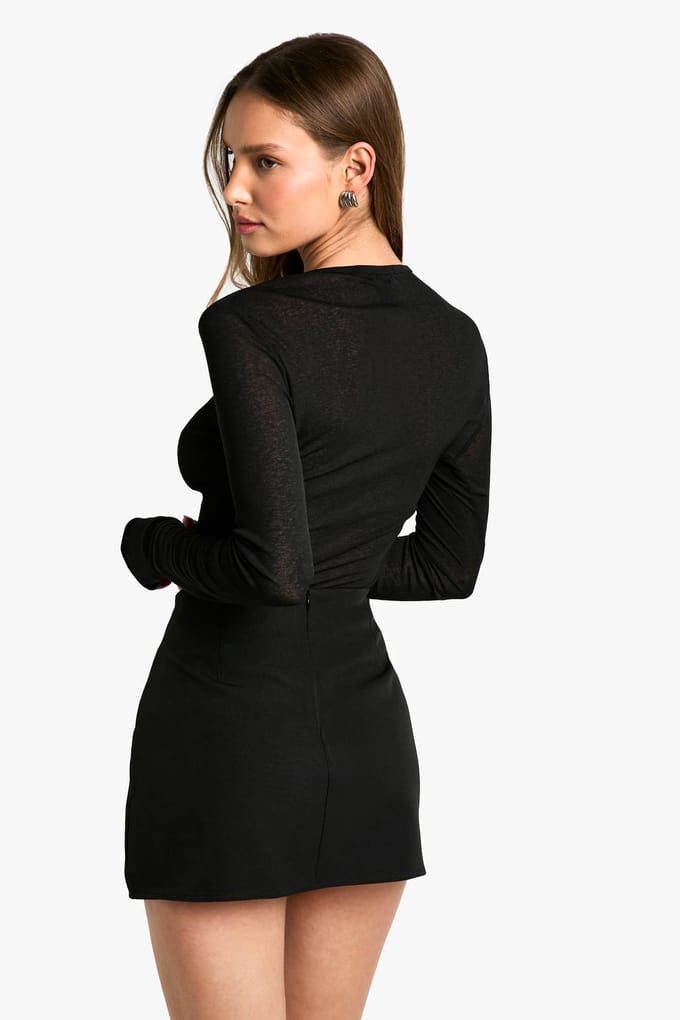 boohoo Dames Geweven Wrap Front Minirok | Zwart | Maat: 38