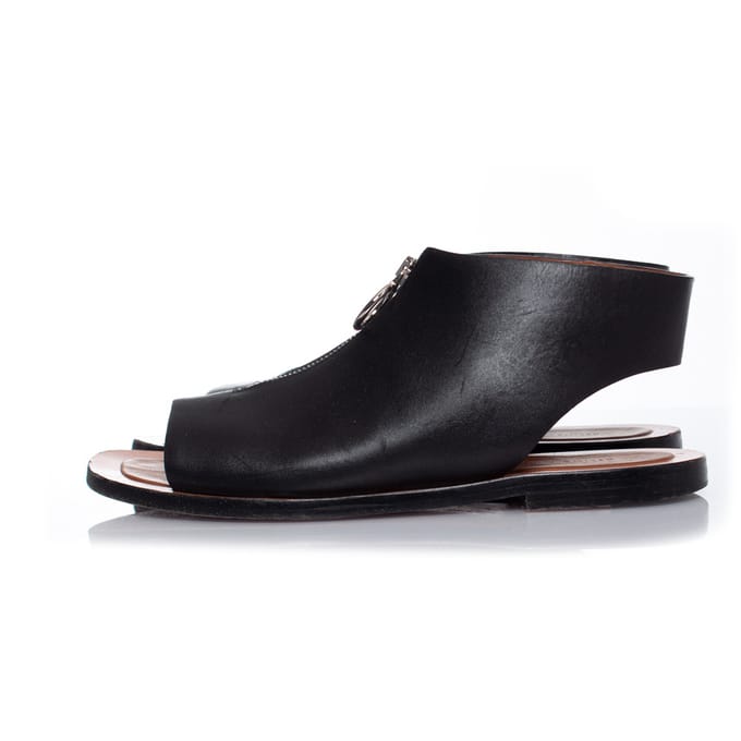 Celine Zwarte leren sandalen met rits